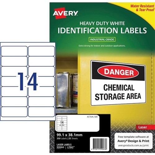 Avery Heavy Duty Laser Labels L7063 White 14 Per Sheet