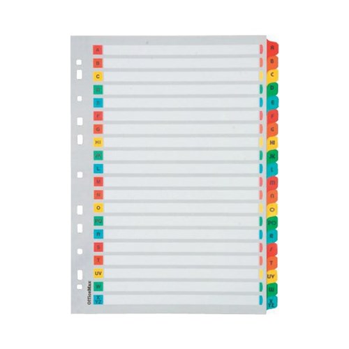 OfficeMax Index Dividers 20 Tab A-Z Reinforced A4 Cardboard Coloured