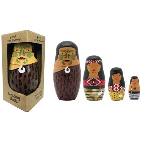 Maori Whanau Nesting Dolls, Set of 4