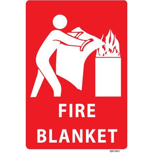 Fire Blanket Safety Sign 240x340mm Red/White