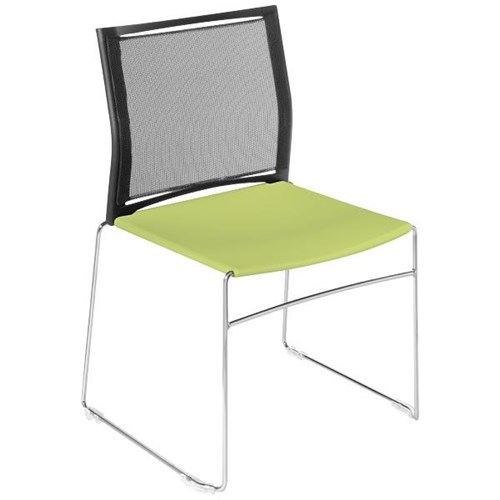 Web Cafe Chair Mesh Back Sled Base Avocado/Chrome