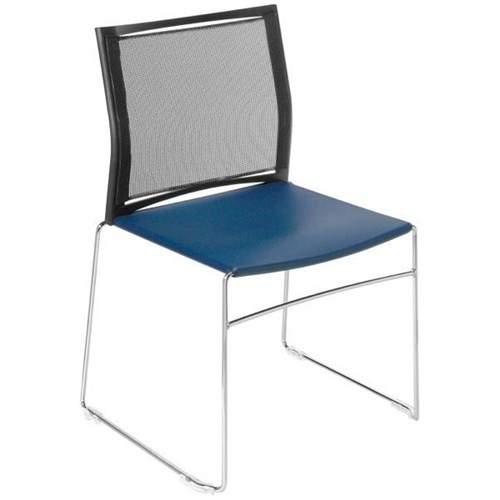 Web Cafe Chair Mesh Back Sled Base Navy/Chrome