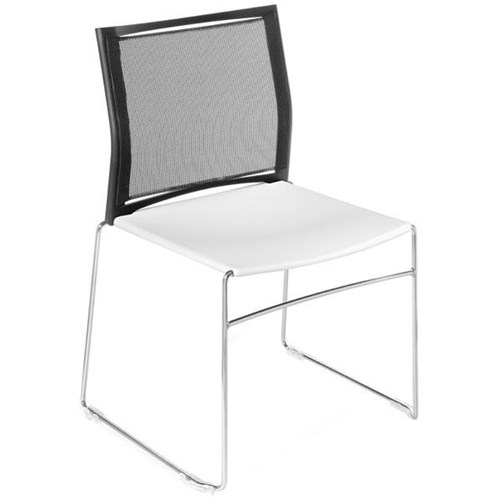 Web Cafe Chair Mesh Back Sled Base White/Chrome