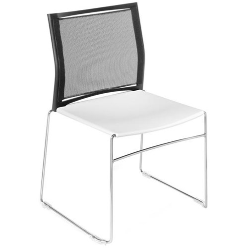 Web Cafe Chair Mesh Back Sled Base White/Chrome