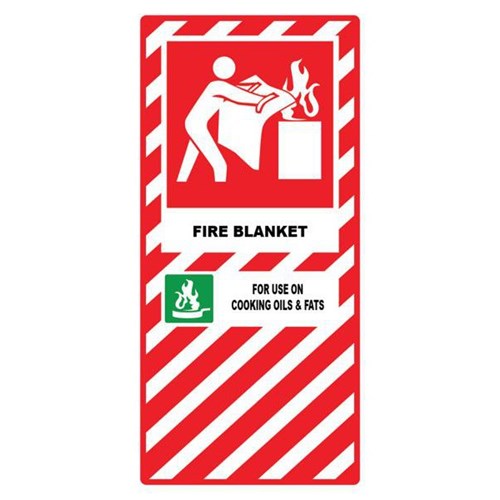 Fire Blanket Safety Sign 240x340mm Red/White Stripe