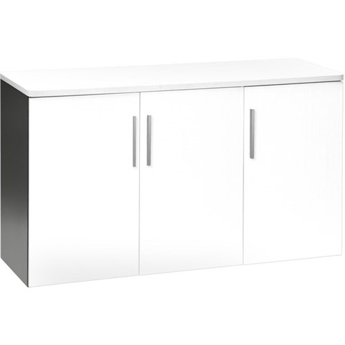 Emerge OC215 Credenza 1200mm 3 Wood Doors White/Ironstone