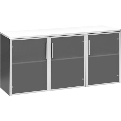 Emerge OC235 Credenza 1500mm 3 Glass Doors White/Ironstone