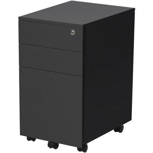 Firstline Mobile Pedestal Slim 3 Drawer Black