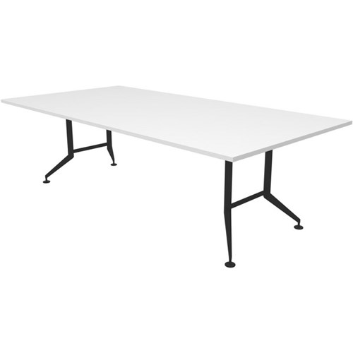 Fiord Boardroom Table 2400mm Rectangular Snowdrift/Black