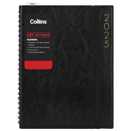 Collins A41 1/2 Hour Platinum Appointment Diary A4 1 Day Per Page 2025 Black