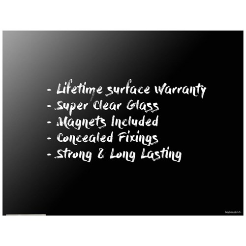 Boyd Visuals Glass Writing Board Magnetic Black 600 x 900mm