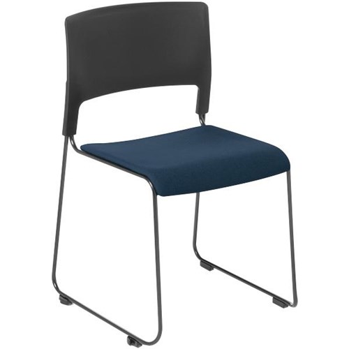 Slim Cafe Chair Upholstered Seat Black/Quantum/Navy