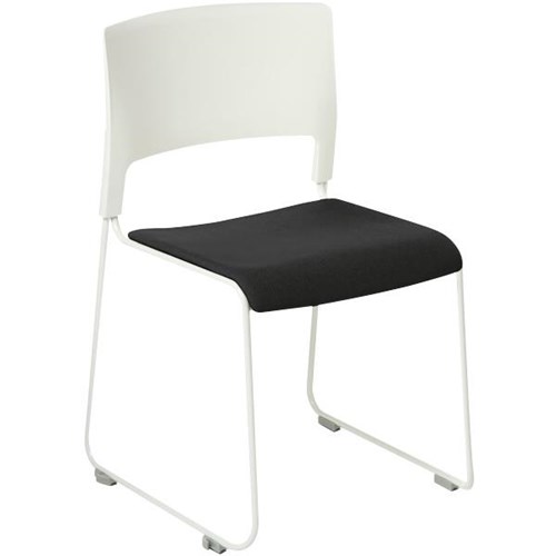 Slim Cafe Chair Upholstered Seat White/Quantum/Black