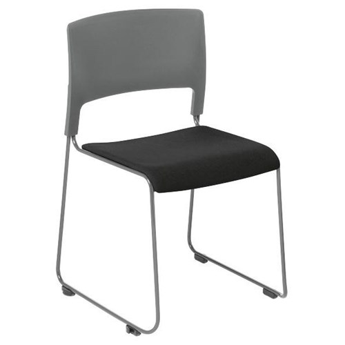 Slim Cafe Chair Upholstered Seat Grey/Quantum/Black