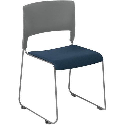 Slim Cafe Chair Upholstered Seat Grey/Quantum/Navy