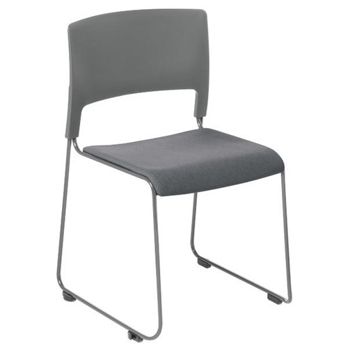 Slim Cafe Chair Upholstered Seat Grey/Quantum/Storm