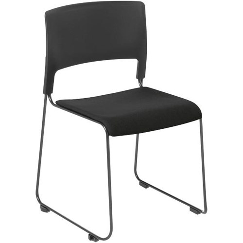 Slim Cafe Chair Upholstered Seat Black/Quantum/Black