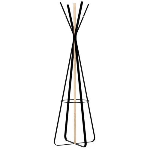 Sprout Coat And Umbrella Stand Black/Natural Timber 550x550x1700mm