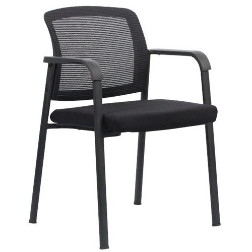 Ozone Visitor Chair 4 Leg Polyprop Seat Black Mesh