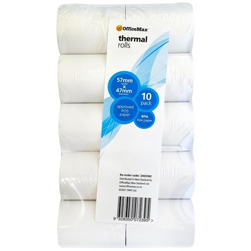 OfficeMax Eftpos Thermal Rolls 57x47mm, Pack of 10