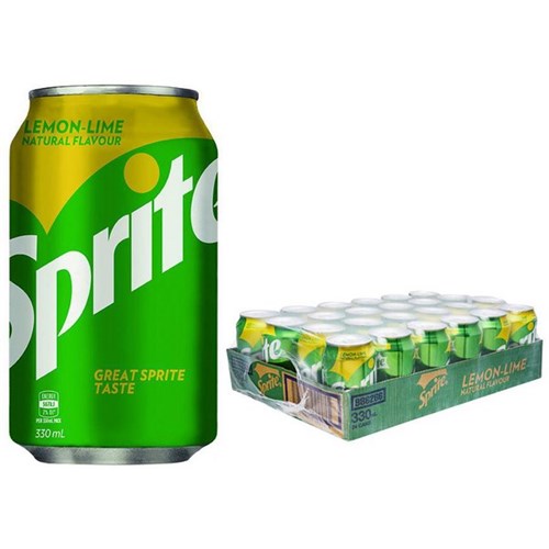 Sprite Natural Flavour Cans 330ml, Pack of 24