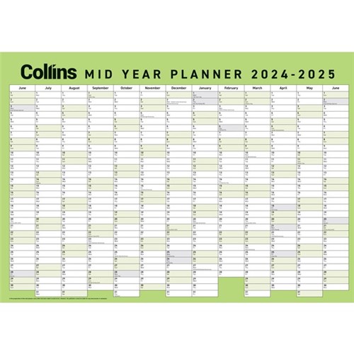 Collins A2 Mid Year Laminated Planner 1 June 2024 to 30 June 2025