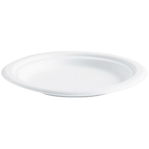 BioPak Compostable BioCane Plates White 180mm, Carton of 1000