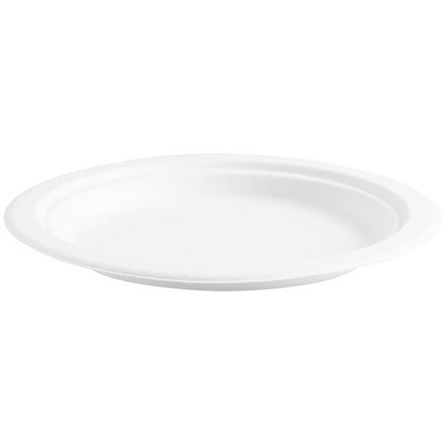 BioPak Compostable BioCane Plates White 225mm, Carton of 500