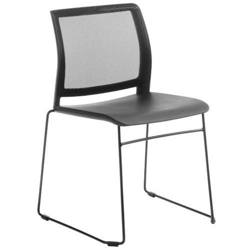 CS O2 Cafe Chair Mesh Back Sled Base Black