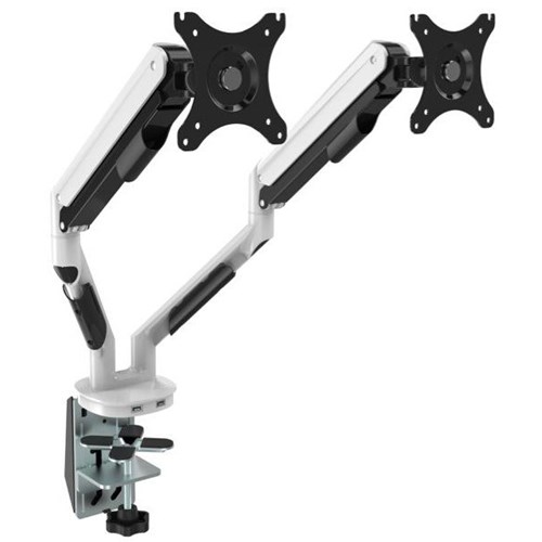 Sylex Cutlass Gas Spring Double Monitor Arm White & Black