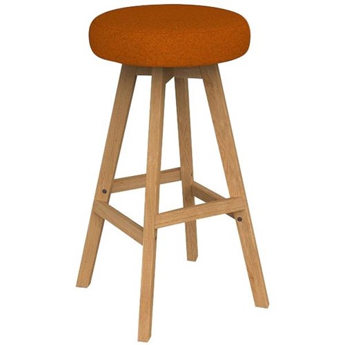 Luna Button Bar Stool 785mm Motion Felt Fabric/Sunset Orange/Oak