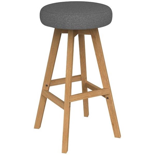 Luna Button Bar Stool 785mm Motion Felt Fabric/Stone Grey/Oak