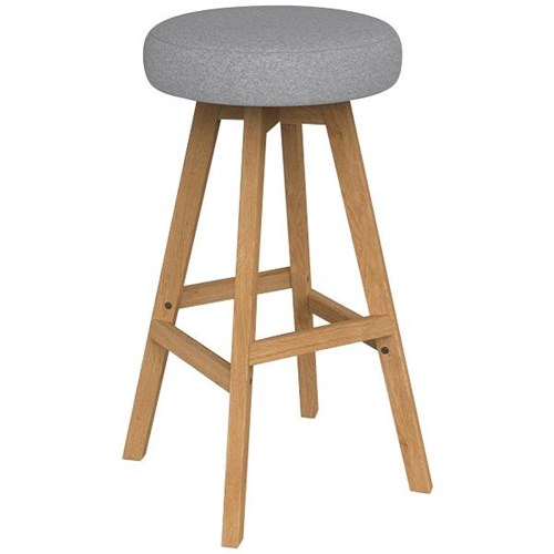 Luna Button Bar Stool 785mm Motion Felt Fabric/Ash Grey/Oak