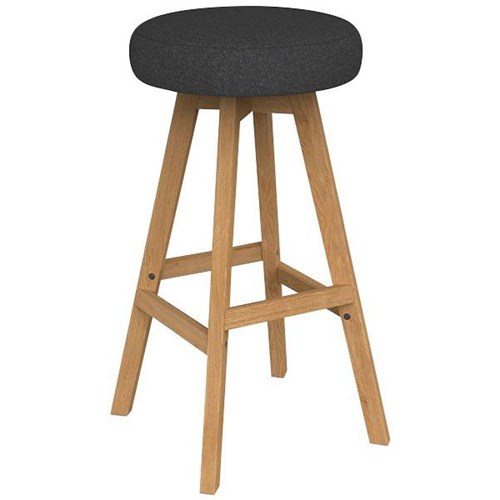 Luna Button Bar Stool 785mm Motion Felt Fabric/Charcoal/Oak