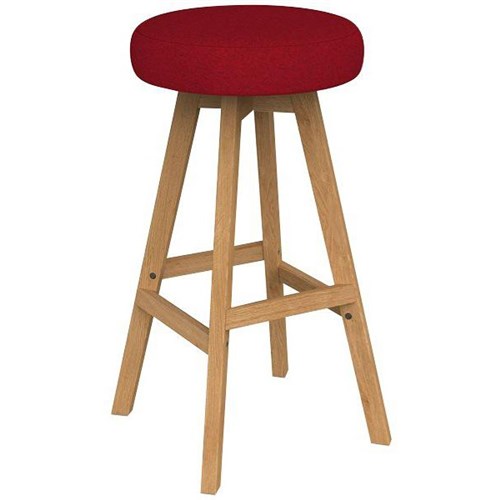 Luna Button Bar Stool 785mm Motion Felt Fabric/Chilli Red/Oak