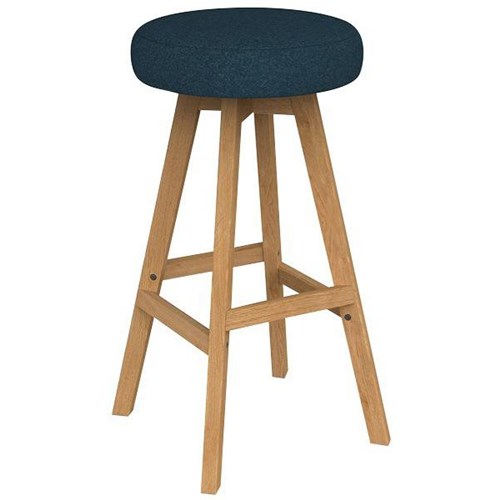 Luna Button Bar Stool 785mm Motion Felt Fabric/Deep Blue/Oak