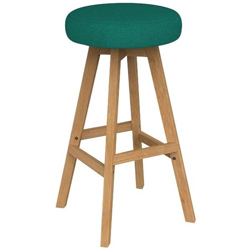 Luna Button Bar Stool 785mm Motion Felt Fabric/Emerald/Oak