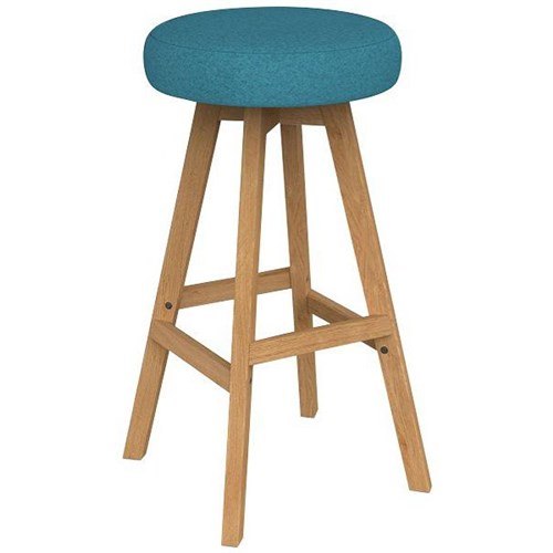 Luna Button Bar Stool 785mm Motion Felt Fabric/Ice Blue/Oak