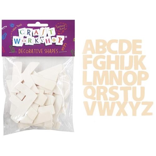 Craft Workshop Wooden Alphabet Shapes A-Z 5cm Height, Pack of 26