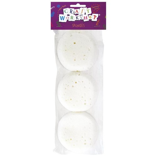 Craft Workshop Round Sponges 75mm, Pack of 3