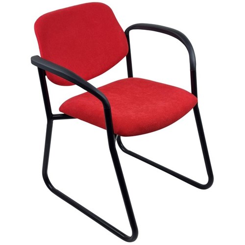 Nomad Visitor Chair Sled Base With Arms Ashcroft Fabric/Scarlet/Black