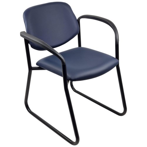 Nomad Visitor Chair Sled Base With Arms Pacifica Vinyl/Navy/Black