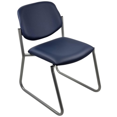 Nomad Visitor Chair Sled Base Pacifica Vinyl/Navy/Silver