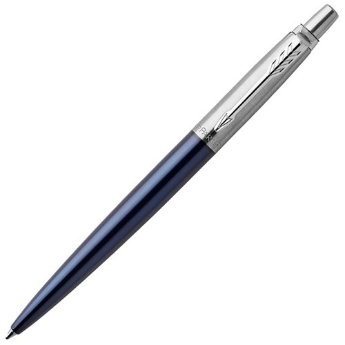 Parker Jotter Royal Blue Ink Ballpoint Pen 1.0mm Medium Tip Chrome/Blue Barrel