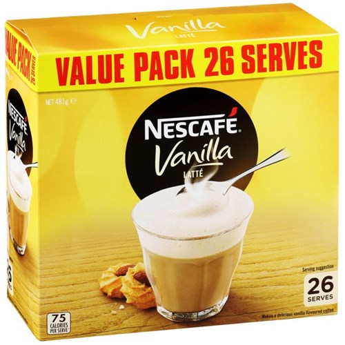 NESCAFÉ Cafe Menu Instant Coffee Sachet Vanilla Latté 481g, Pack of 26