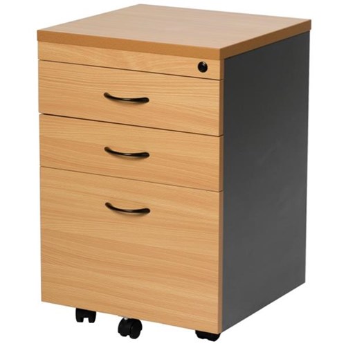 Firstline Mobile Pedestal 3 Drawer Beech/Ironstone