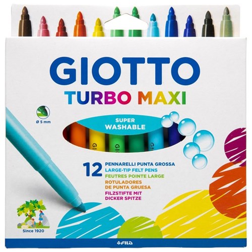 Giotto Turbo Maxi Felt Tip Markers, Pack of 12