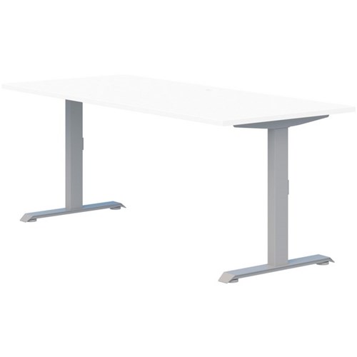 Fiord Fixed Height Desk 1800mm Snowdrift/Silver