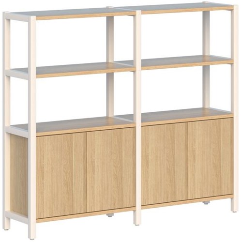 Grid 40 Shelving 2 Pod 4 Shelves White Oak 1720x400x1500mm