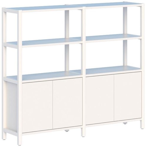 Grid 40 Shelving 2 Pod 4 Shelves White on White 1720x400x1500mm